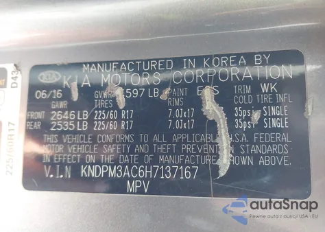 2017 Kia Sportage Lx из США, поврежденный, VIN KNDPM3AC6H7137167